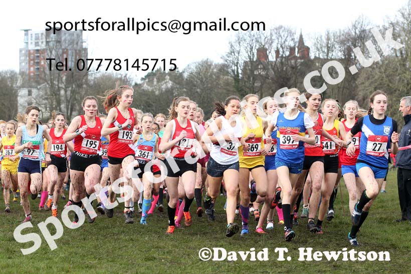 Junior girls, 2020 New Balance English Schools Champs., Sefton Park, Liverpool. Photo: David T. Hewitson/Sports for All Pics